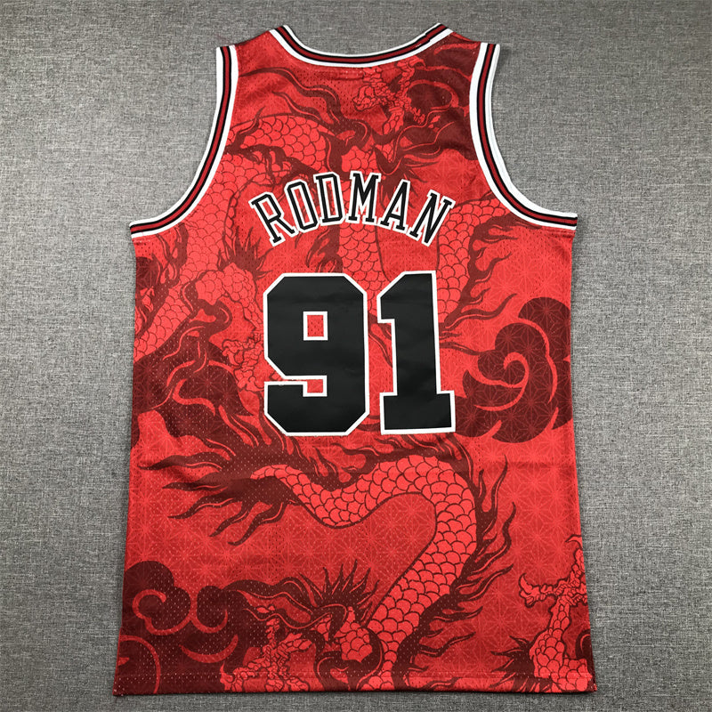Chicago Bulls Dennis Rodman #91 1997-98 Year of the Dragon Throwback — Embroidered Jersey