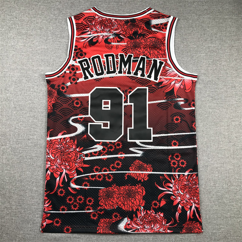 Chicago Bulls Dennis Rodman #91 1997-98 Year of the Rabbit Throwback — Embroidered Jersey