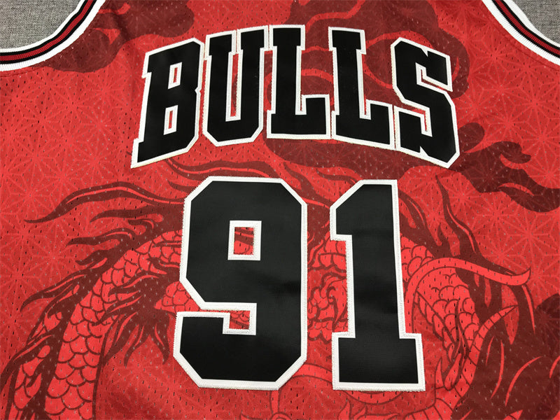 Chicago Bulls Dennis Rodman #91 1997-98 Year of the Dragon Throwback — Embroidered Jersey