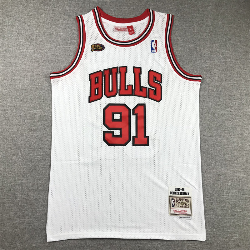Chicago Bulls Dennis Rodman #91 1997-98 Finals Edition Throwback — Embroidered Jersey