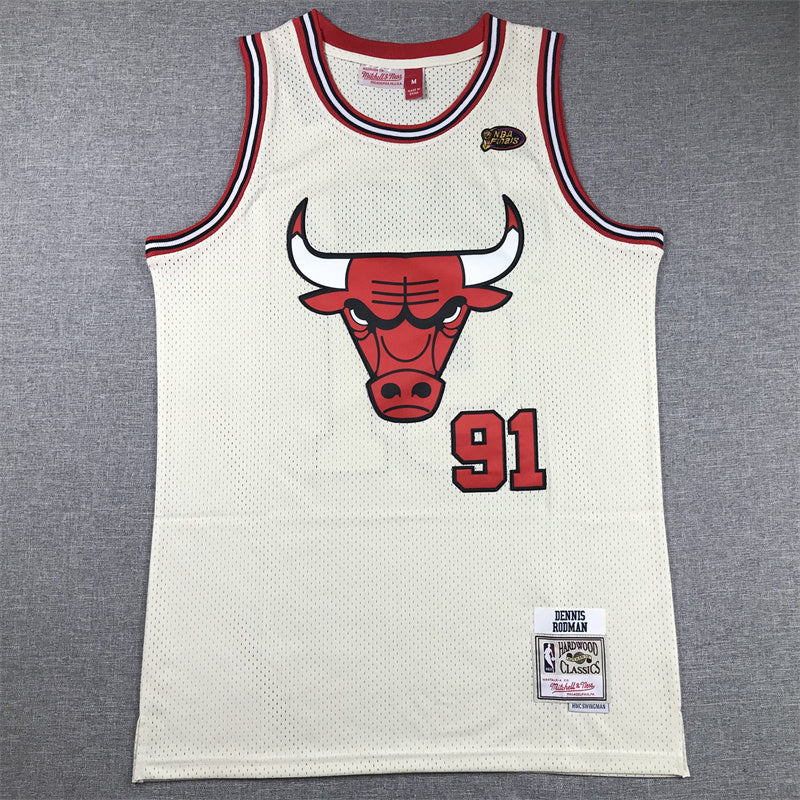 Chicago Bulls Dennis Rodman #91 Throwback-Embroidered Jersey