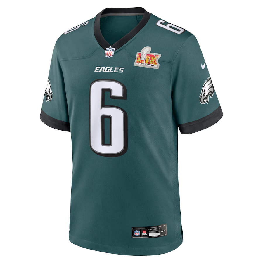 Men's Philadelphia Eagles DeVonta Smith Nike Midnight Green Super Bowl LIX Game Player Jersey