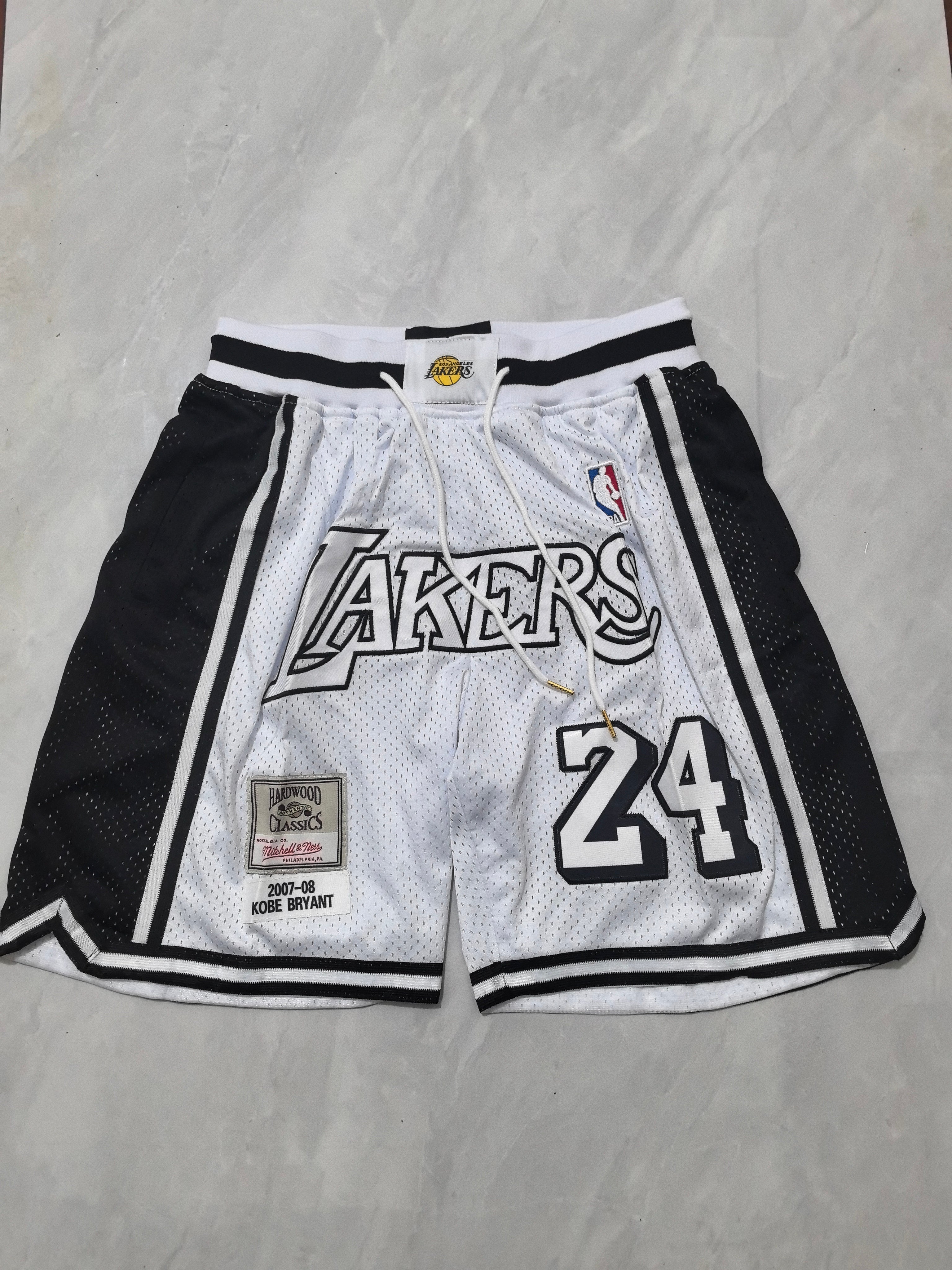 Los Angeles Lakers white retro pocket shorts