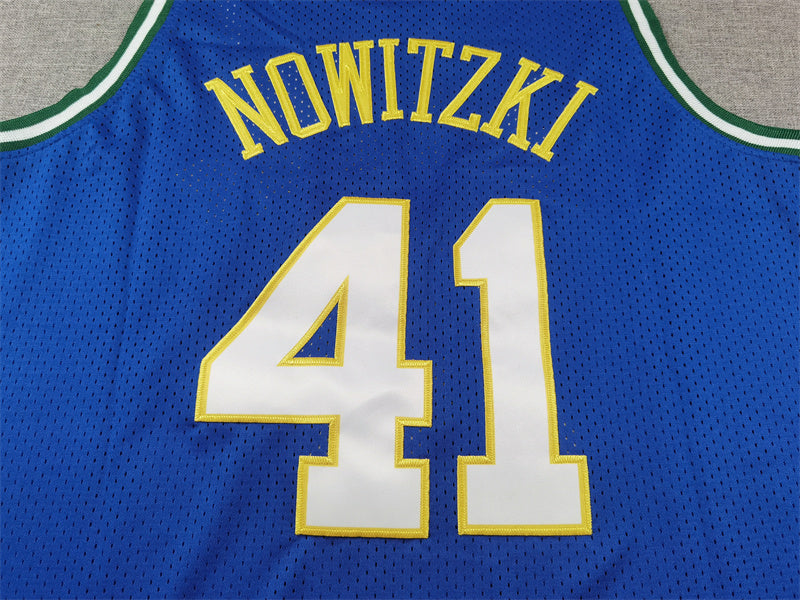 Dallas Mavericks Dirk Nowitzki #41 Throwback — Embroidered Jersey [Pre-Order]