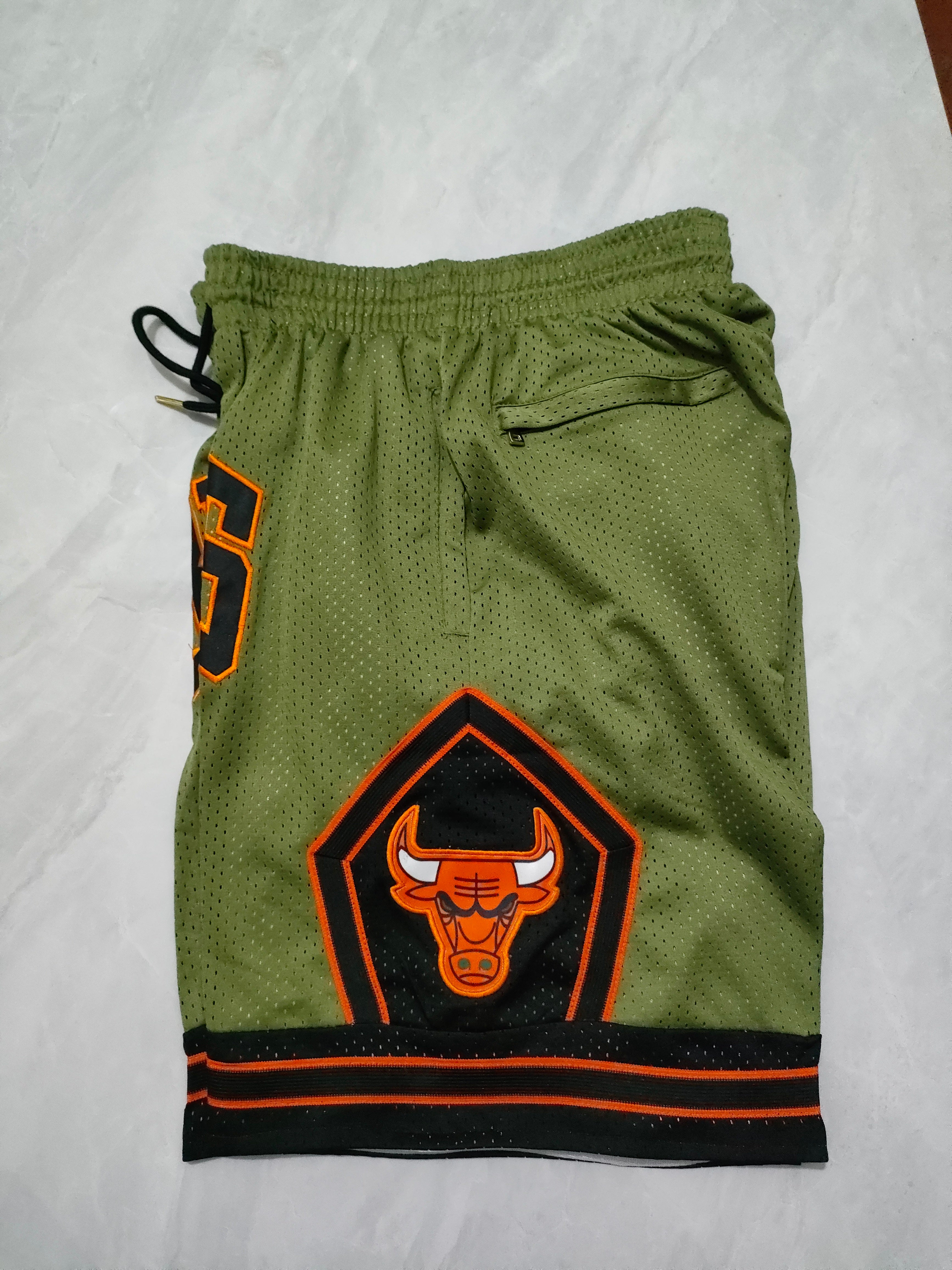 Chicago Bulls Army Green Pocket Shorts