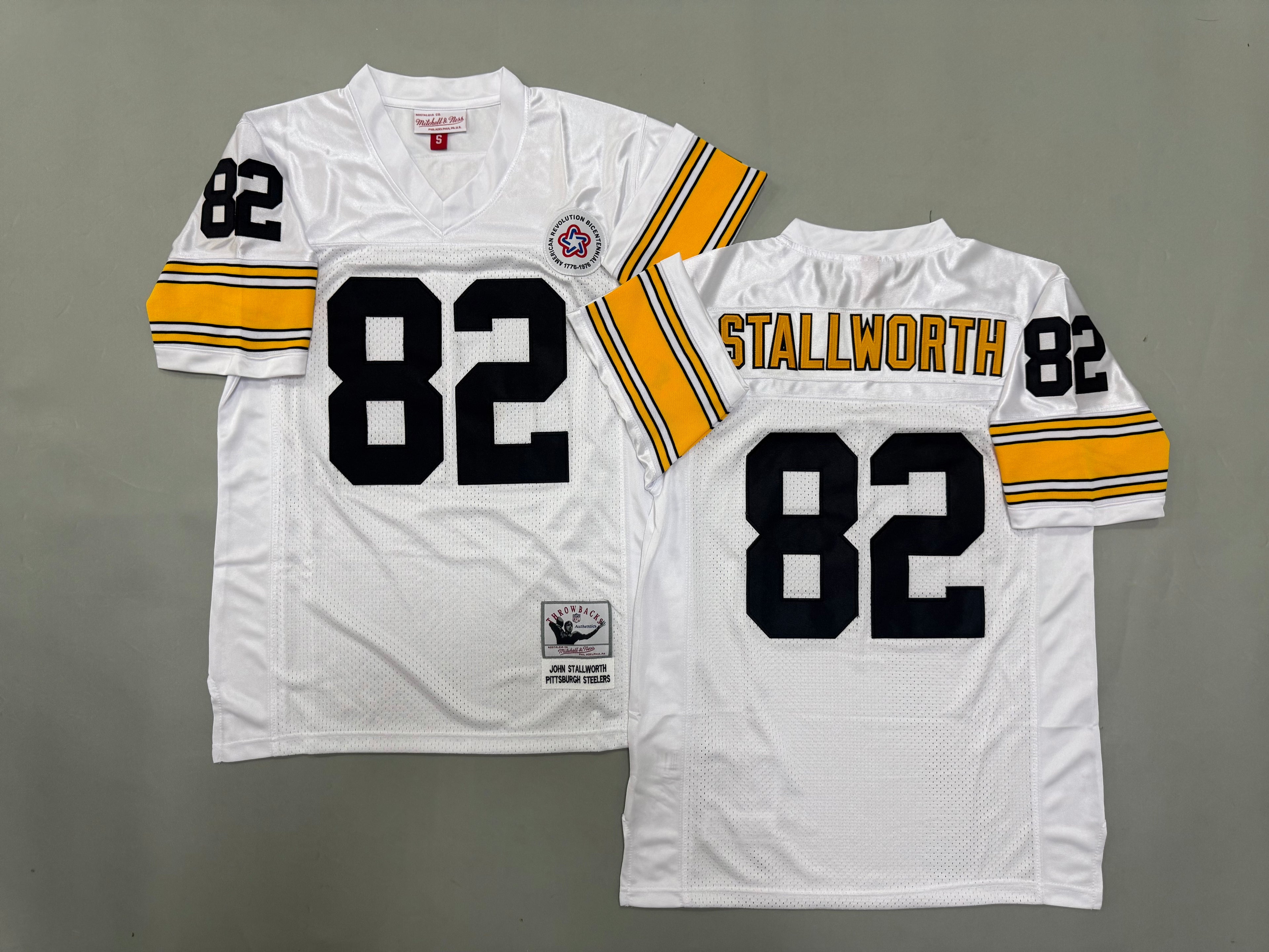 Mens John Stallworth#82 white Pittsburgh Steelers Vintage Throwback Jersey