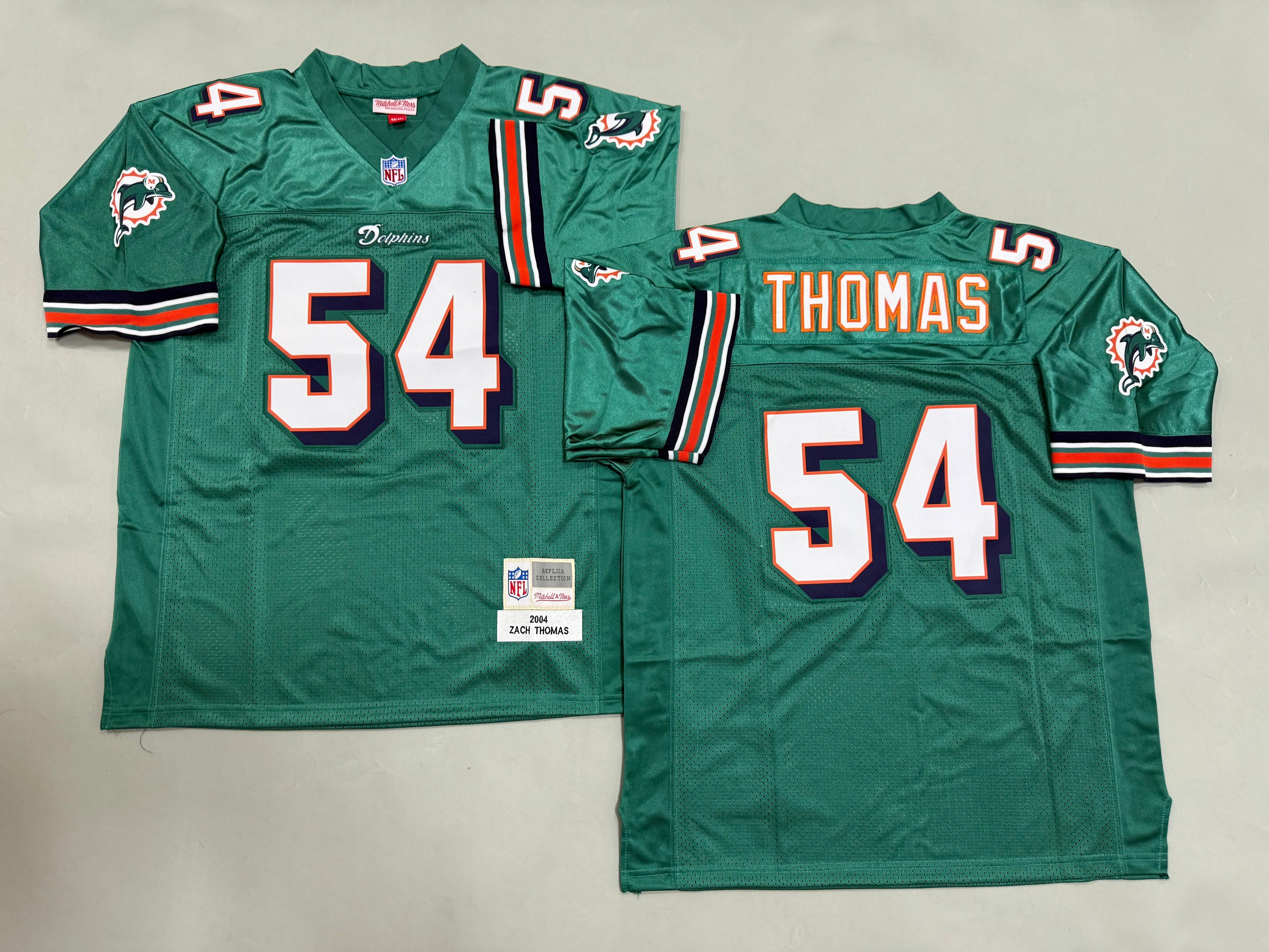 Mens Zach Thomas#54 Miami Dolphins Vintage Throwback Jersey
