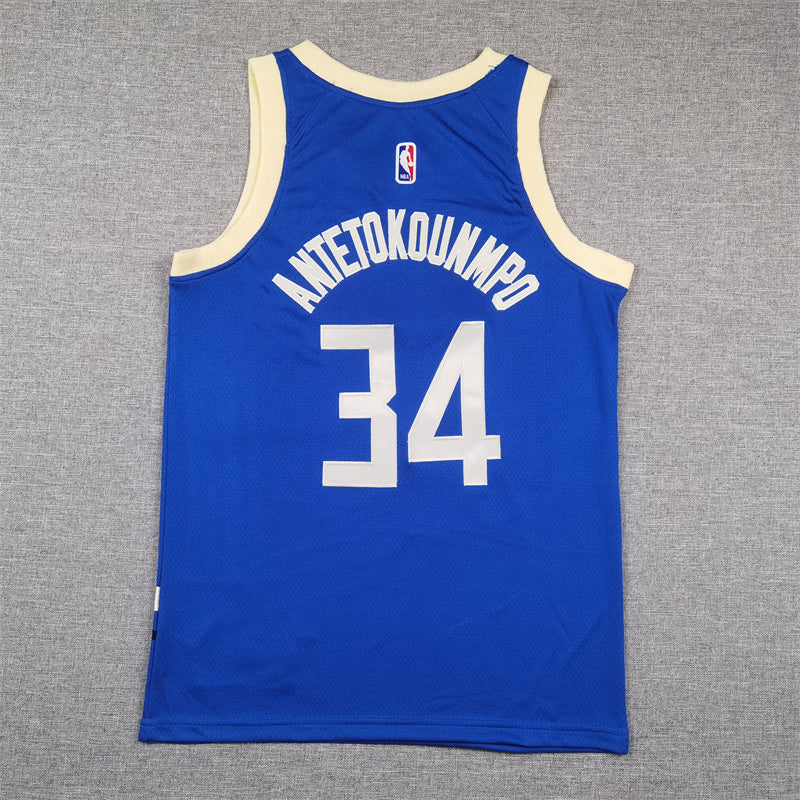 Youth Giannis Antetokounmpo Milwaukee Bucks #34 City Edition Embroidered Jersey