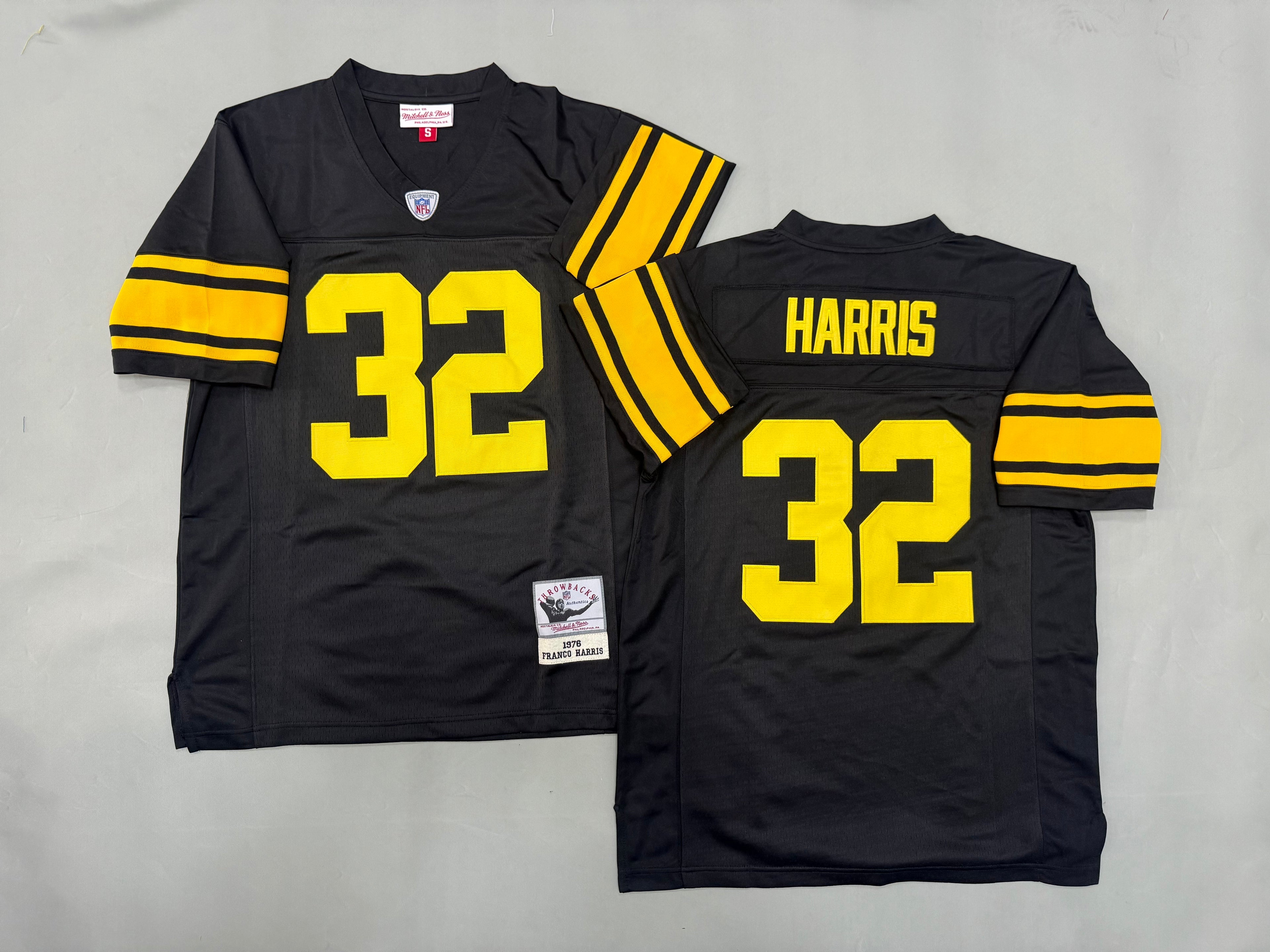 Mens Franco Harris#32 black Pittsburgh Steelers Vintage Throwback Jersey