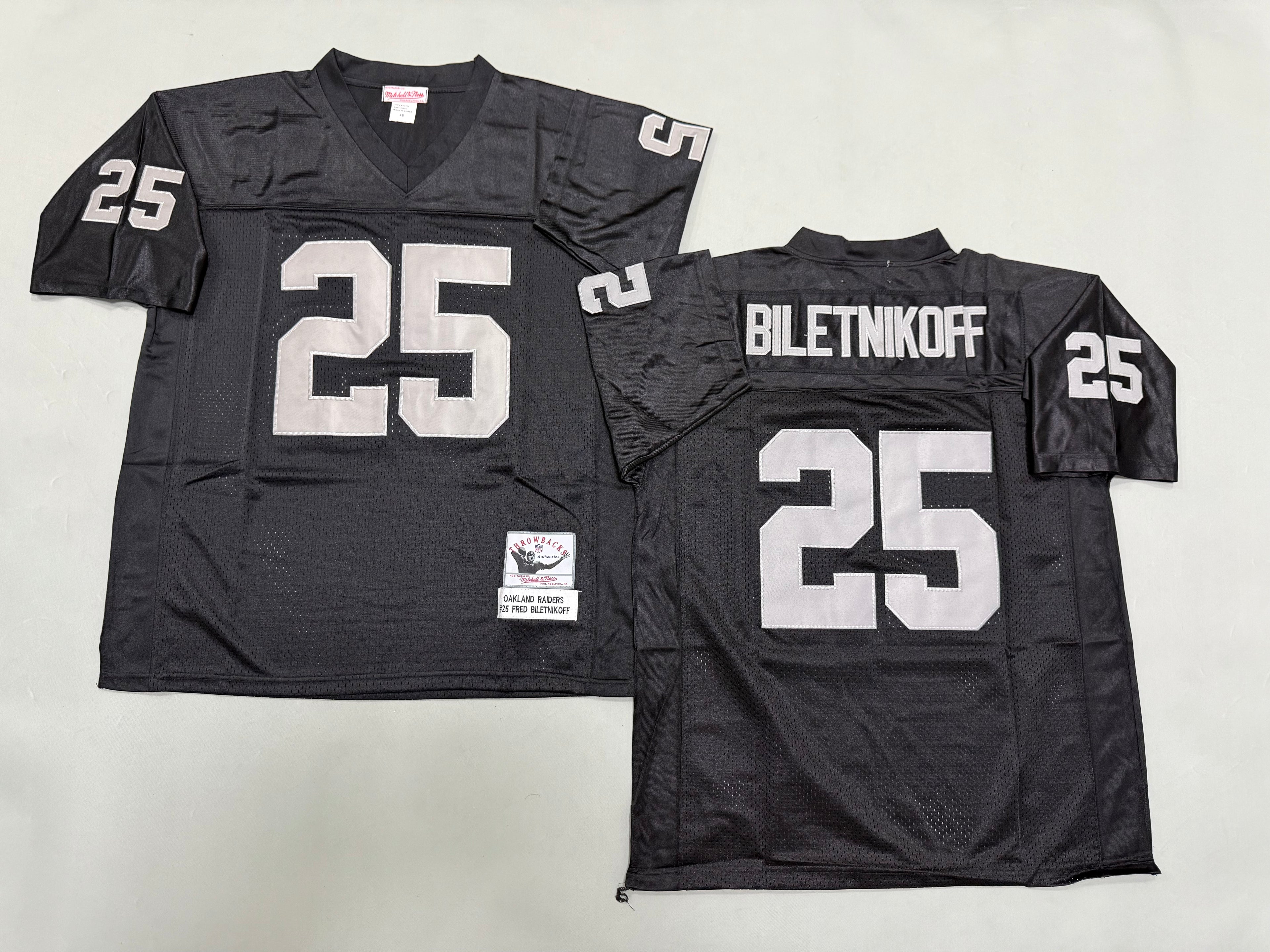 Mens Fred Biletnikoff#25 black Los Angeles Raiders Vintage Throwback Jersey