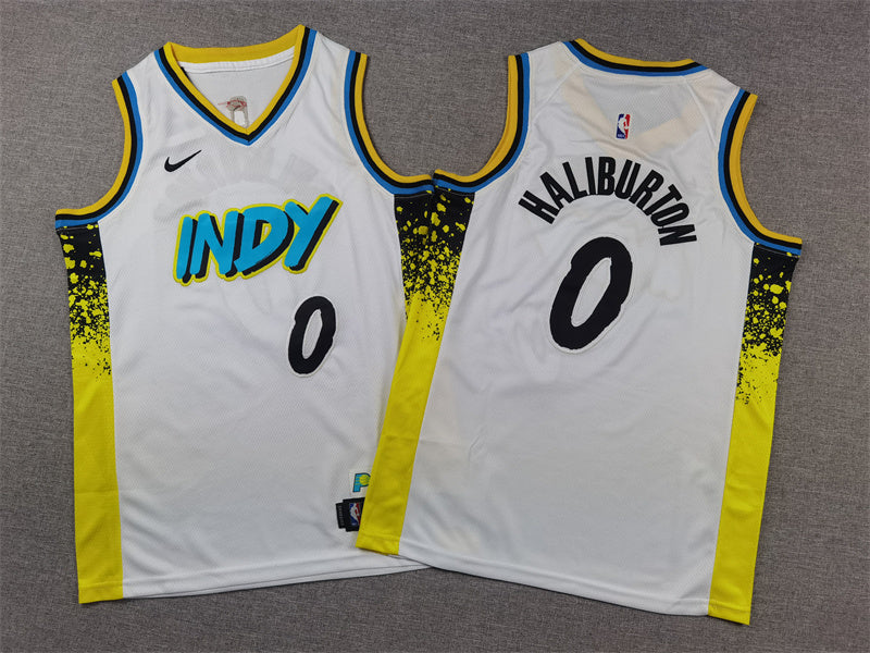 Youth Tyrese Haliburton Indiana Pacers #0 City Edition Embroidered  Jersey