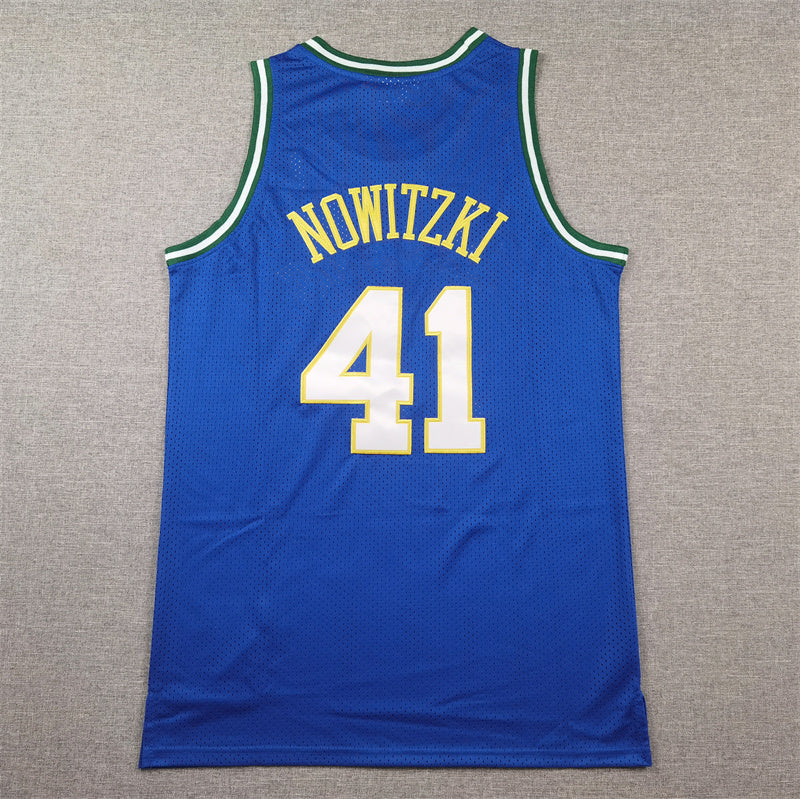 Dallas Mavericks Dirk Nowitzki #41 Throwback — Embroidered Jersey [Pre-Order]