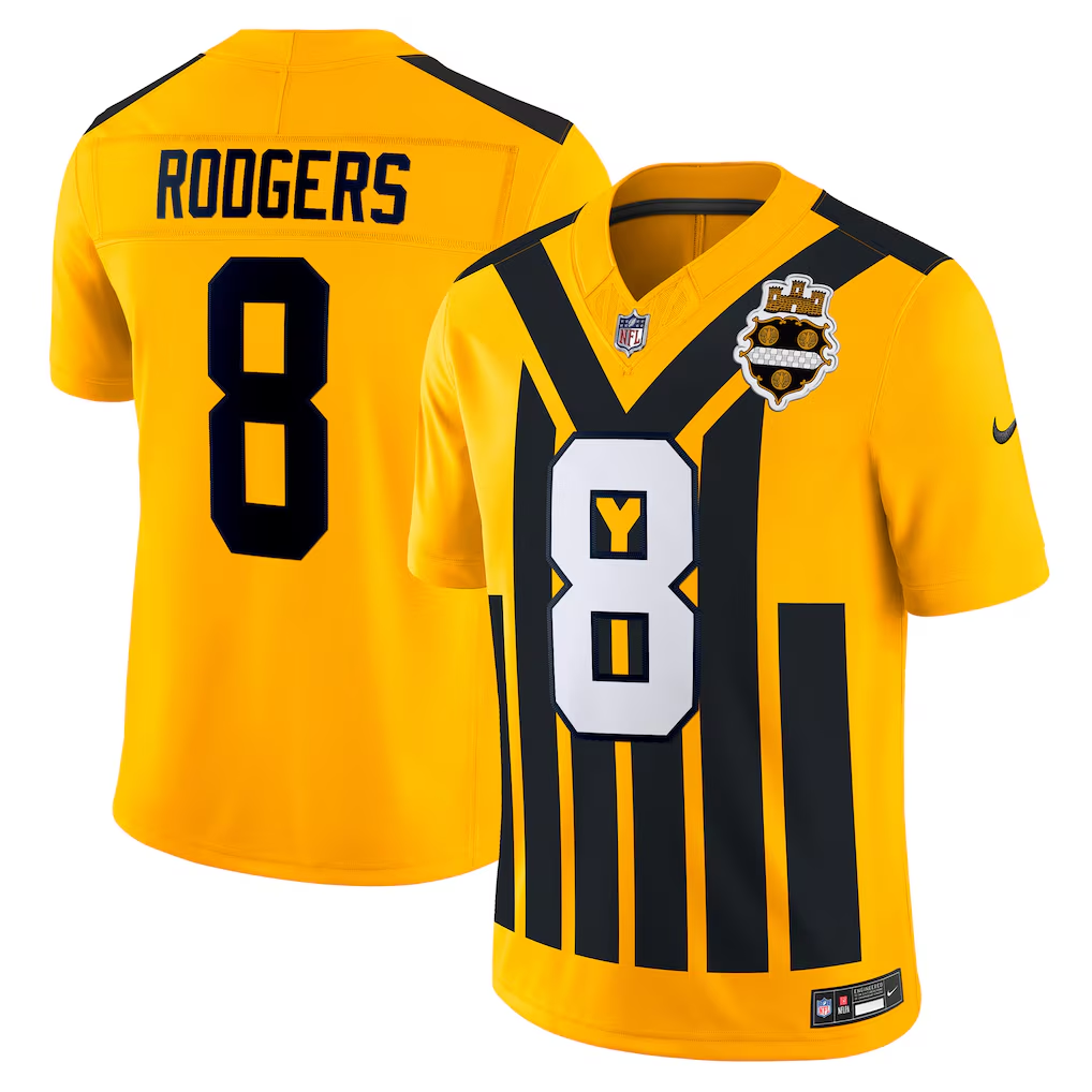 Aaron Rodgers #8 Pittsburgh Steelers Yellow Game Jersey [Pre-Order]
