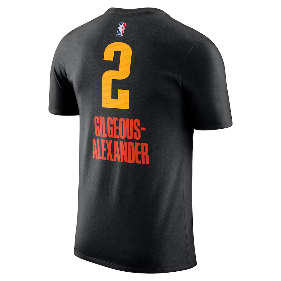 Men's Oklahoma City Thunder Shai Gilgeous-Alexander Nike Black 2024/25 City Edition Name & Number T-Shirt