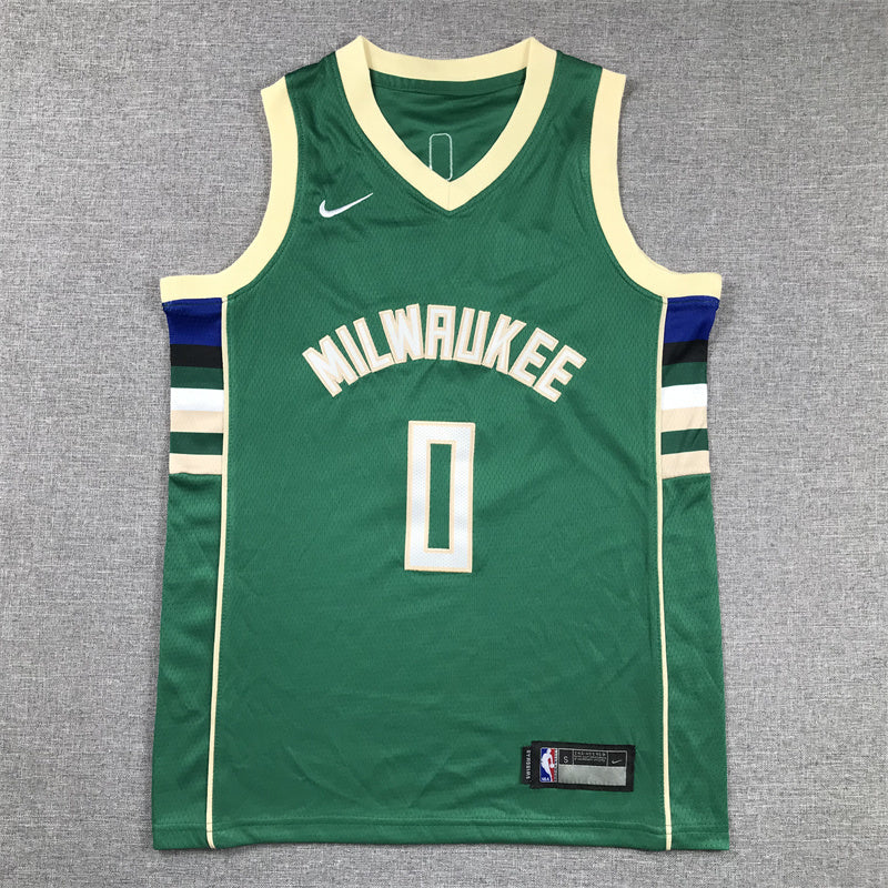 Youth Damian Lillard Milwaukee Bucks #0 City Edition Embroidered Jersey