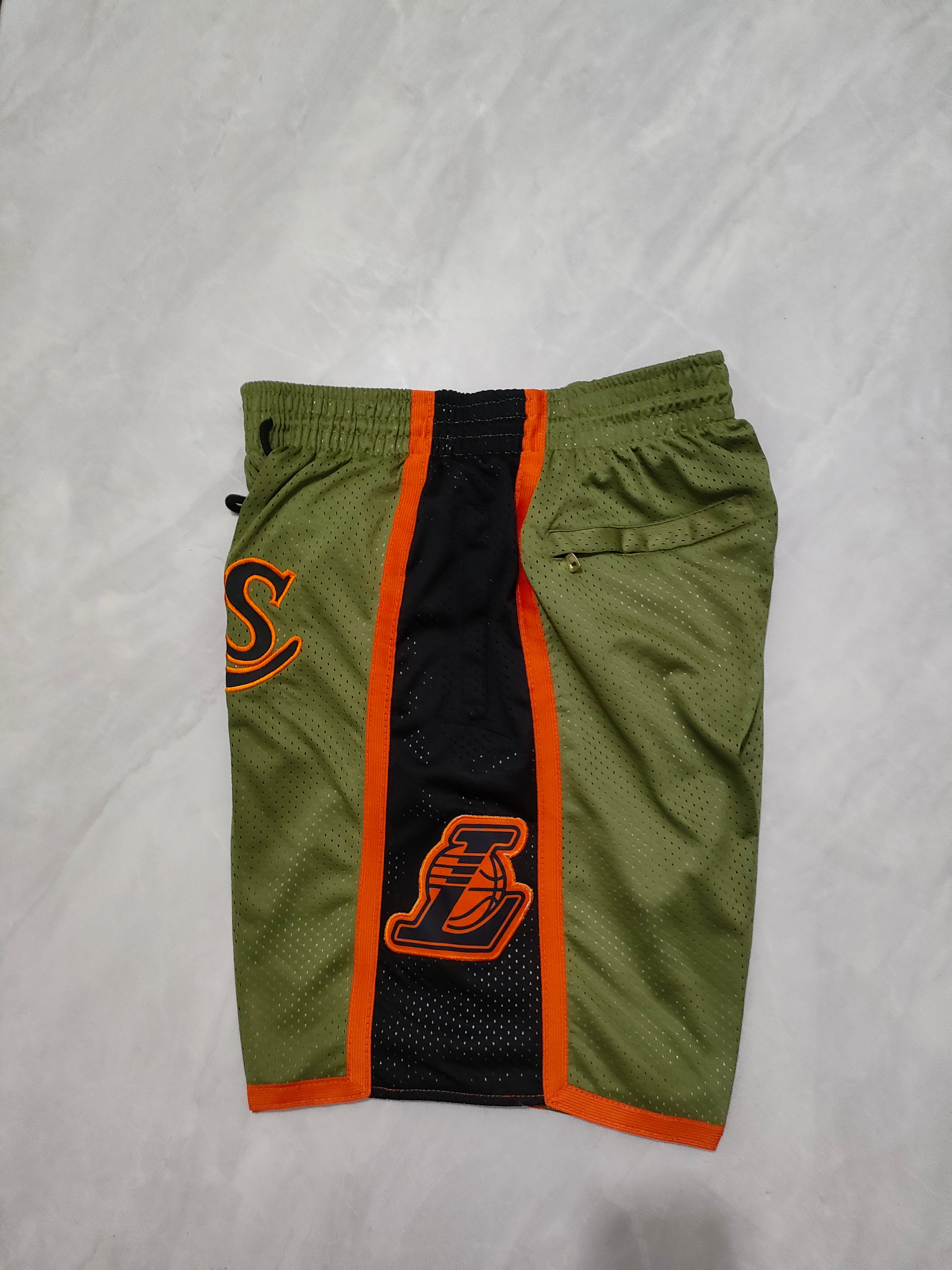 Los Angeles Lakers Army Green Pocket Shorts