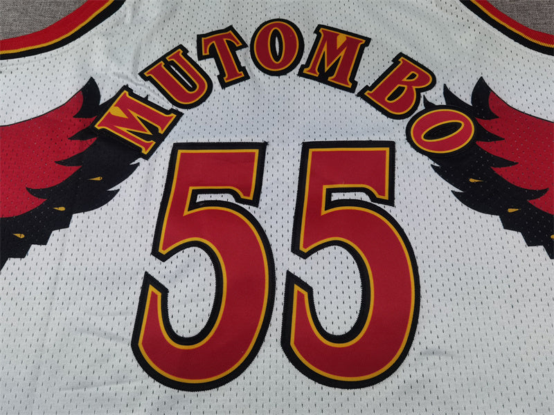 Atlanta Hawks Dikembe Mutombo 1996-97 #55 Throwback - Embroidered Jersey