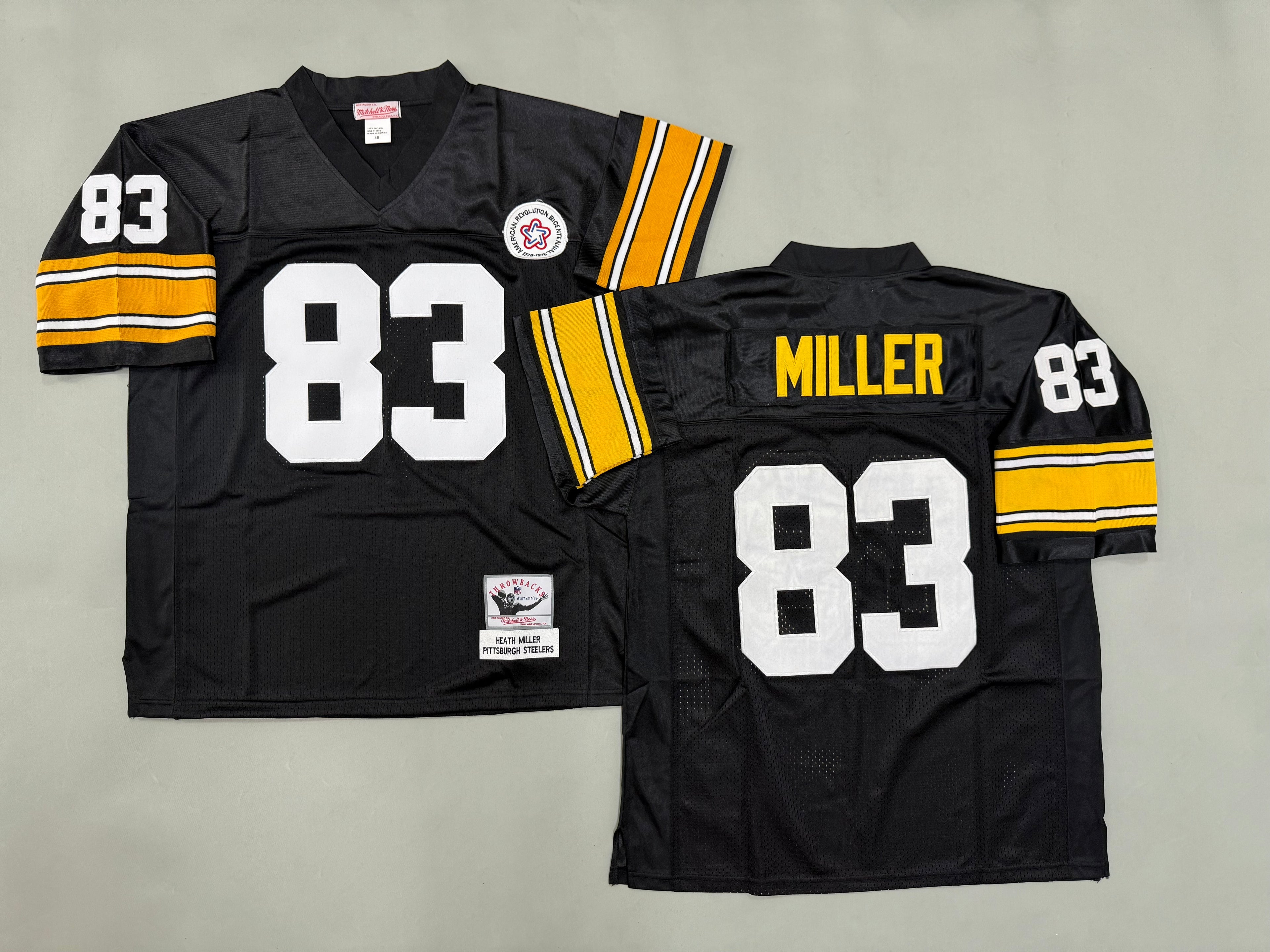 Mens Heath Miller#83 black Pittsburgh Steelers Vintage Throwback Jersey