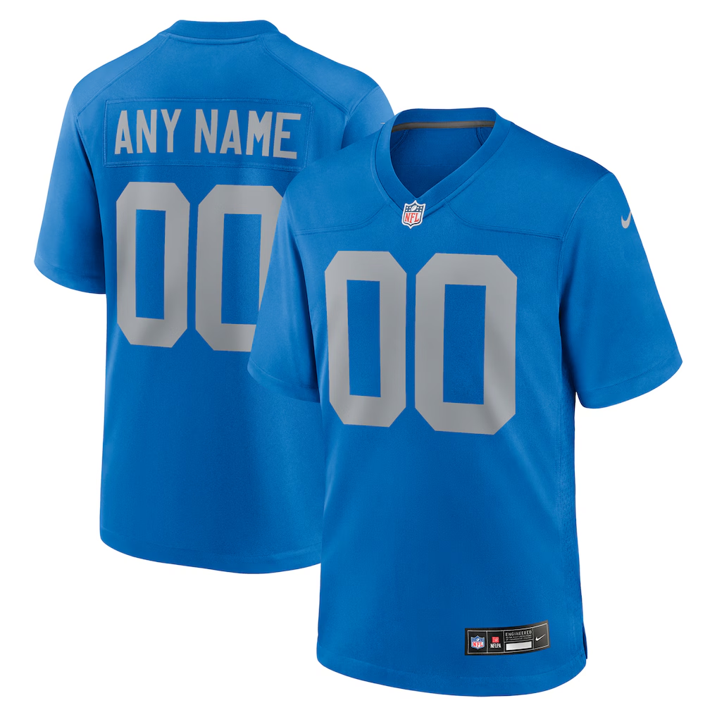 Custom Detroit Lions Blue Game Jersey