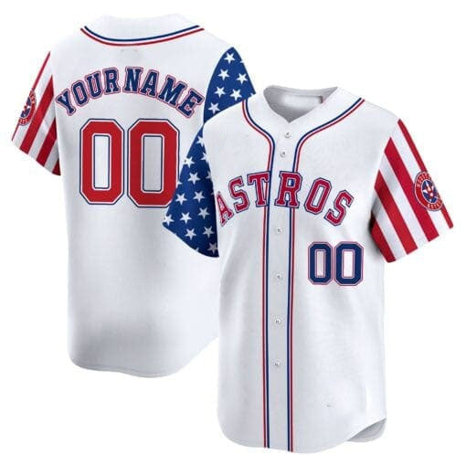 Custom Houston Astros 2024 Independence Day Vapor Premier Limited White ?All Stitched Baseball Jersey