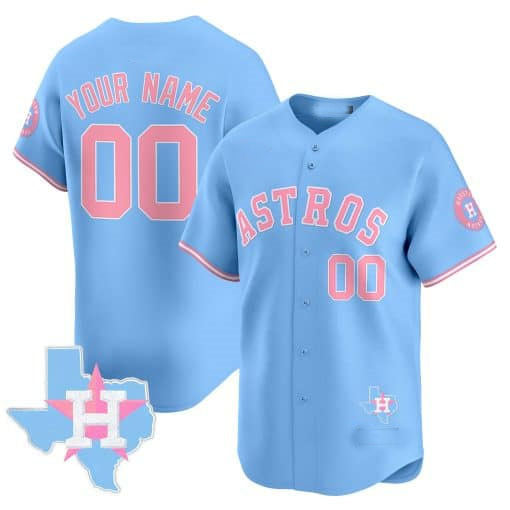 Custom Houston Astros Bubblegum Blue Vapor Premier Limited ?All Stitched Baseball Jersey