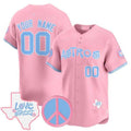 Custom Houston Astros Love Street & Peace Sign Patch Bubblegum Pink Vapor Premier Limited ?All Stitched Baseball Jersey