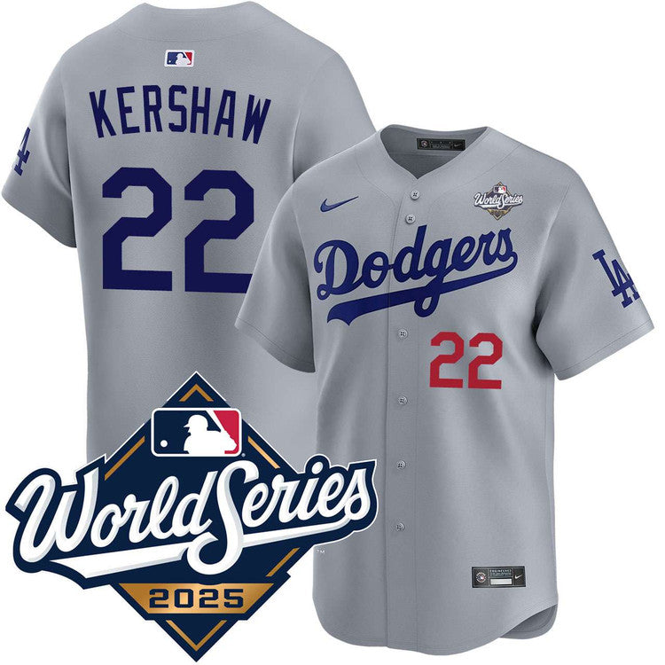 Clayton Kershaw Los Angeles Dodgers Alternate Road Limited 2025 World Series Jersey - Gray