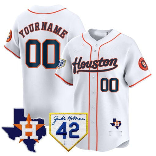 Custom Houston Astros 2024 Jackie Robinson Patch Vapor Premier Limited C All Stitched Baseball Jersey