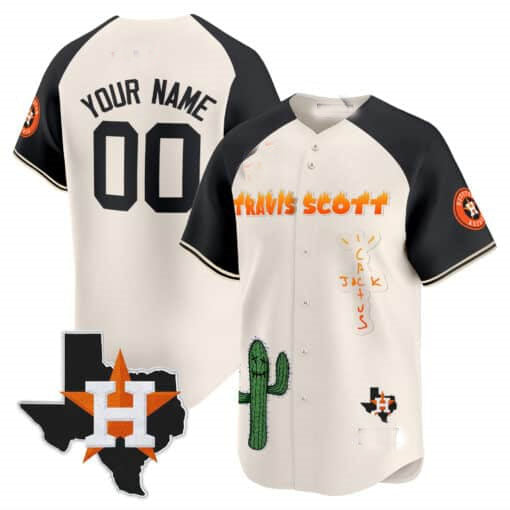 Custom Houston Astros Cactus Jack Patch Vapor Premier Limited C All Stitched Baseball Jersey