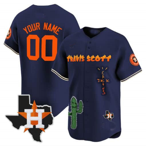 Custom Houston Astros Cactus Jack Patch Vapor Premier Limited C All Stitched Baseball Jersey
