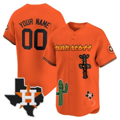 Custom Houston Astros Cactus Jack Patch Vapor Premier Limited C All Stitched Baseball Jersey