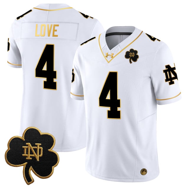Jeremiyah Love Notre Dame Fighting Irish Jersey - White/Gold