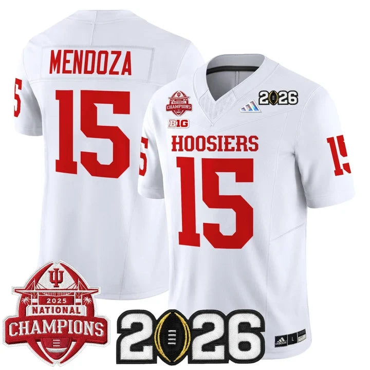 Fernando Mendoza Indiana Hoosiers 2025 National Champions & 2026 CFP Final Patch Jersey - White