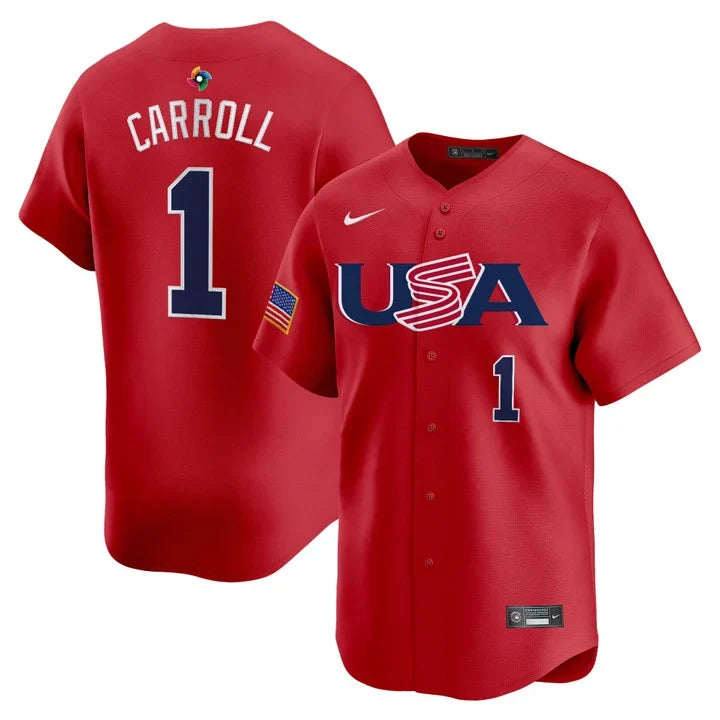 Corbin Carroll USA Baseball 2026 World Baseball Classic Alternate Stadium Jersey - Red
