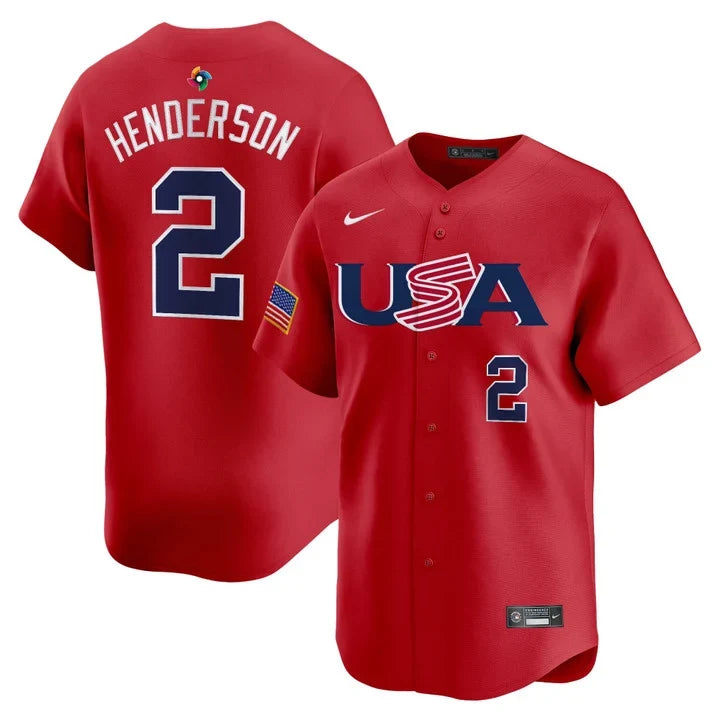 Gunnar Henderson USA Baseball 2026 World Baseball Classic Alternate Stadium Jersey - Red