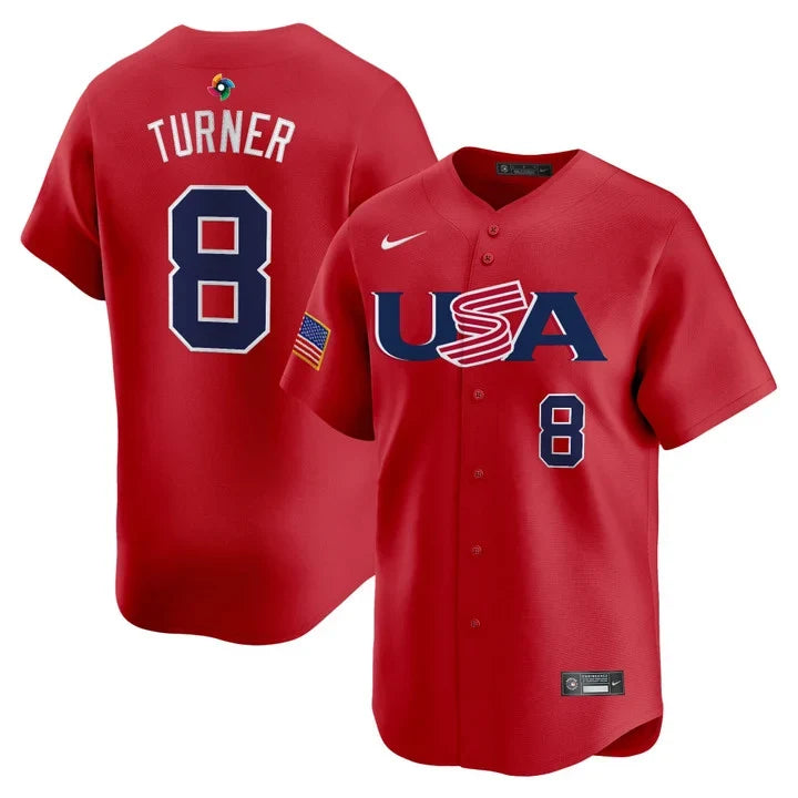 Trea Turner USA Baseball 2026 World Baseball Classic Alternate Stadium Jersey - Red