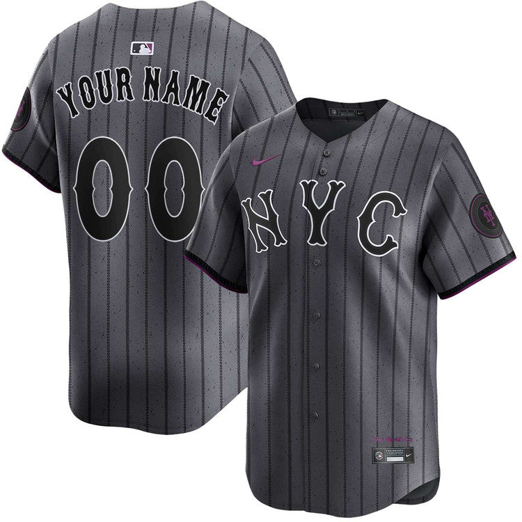 Custom New York Mets City Connect Jersey - Gray