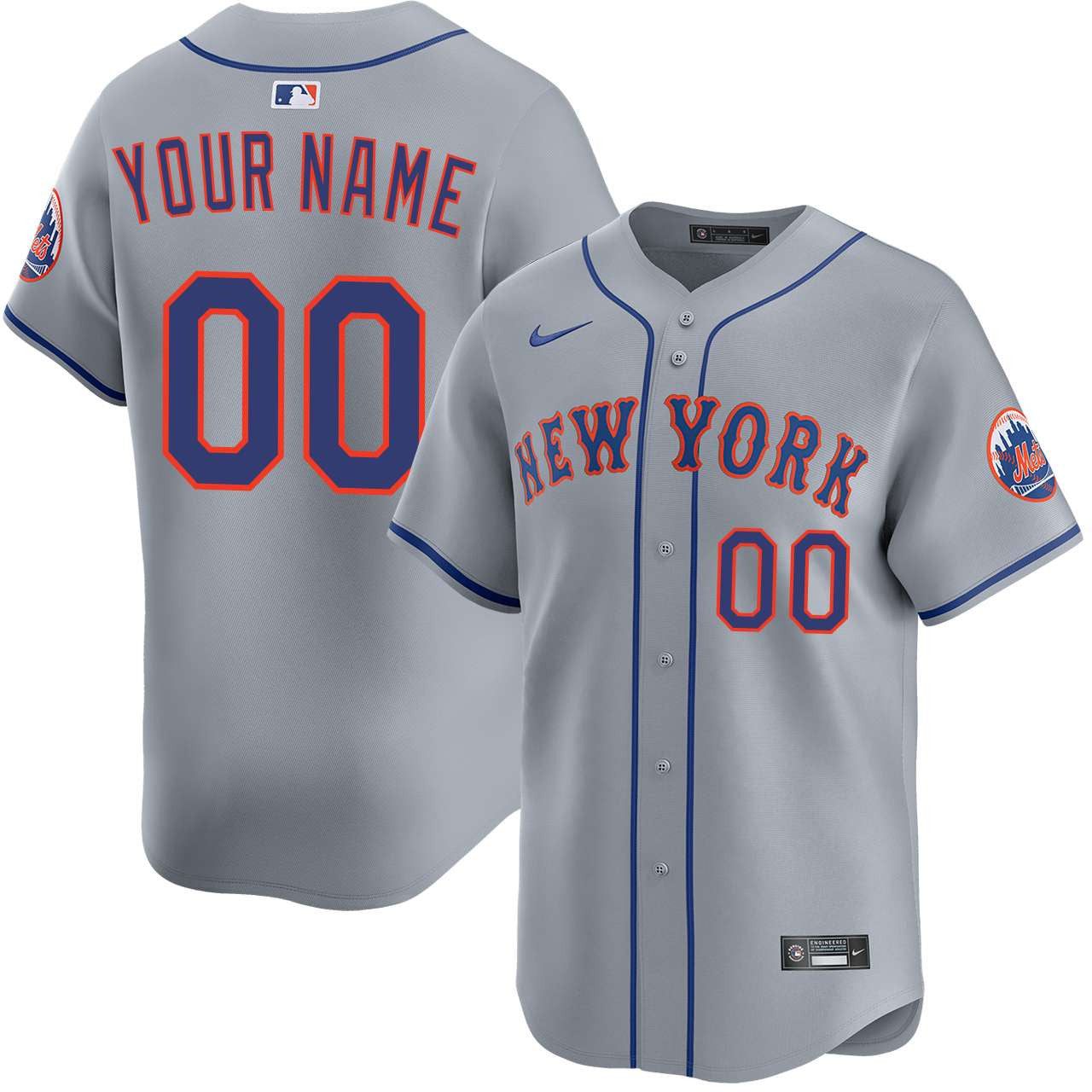 Custom New York Mets Away Jersey - Gray