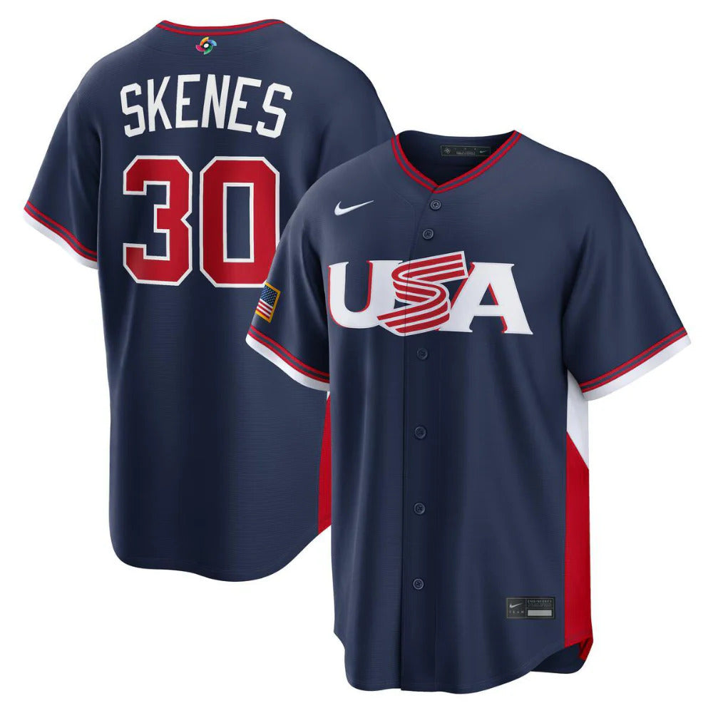 Paul Skenes USA Baseball 2026 World Baseball Classic Road Stadium Jersey - Navy