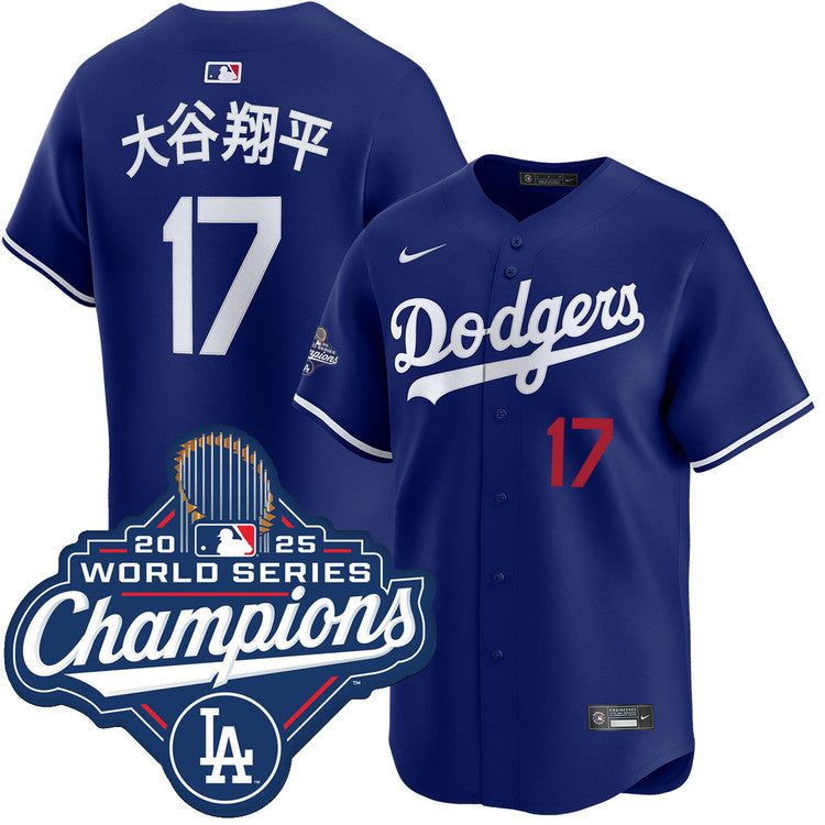 Shohei Ohtani Kanji Los Angeles Dodgers Alternate Royal Limited 2025 World Series Champions Jersey - Royal