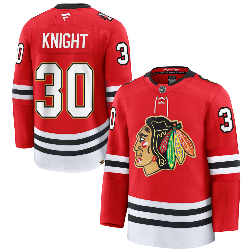 Spencer Knight Chicago Blackhawks Centennial Premium Jersey - Red