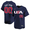 Custom USA Baseball 2026 World Baseball Classic Road Stadium Jersey - Navy