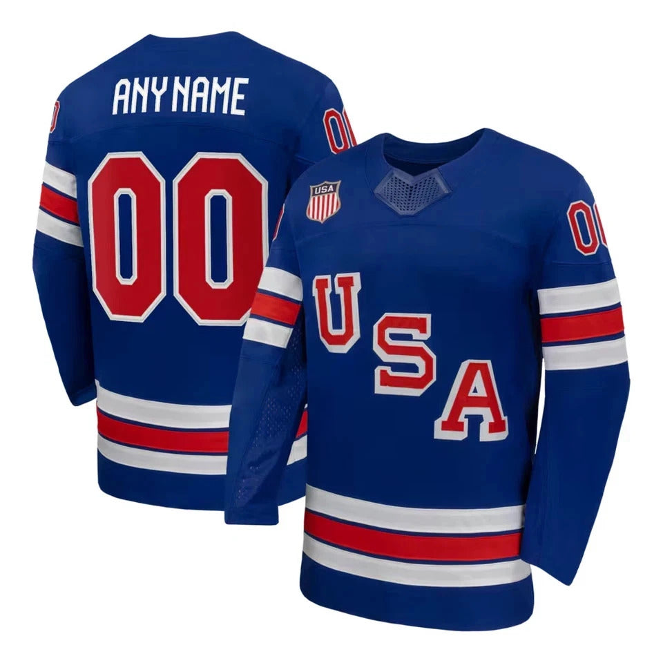 Custom USA 2026 Olympic Away Jersey - Blue