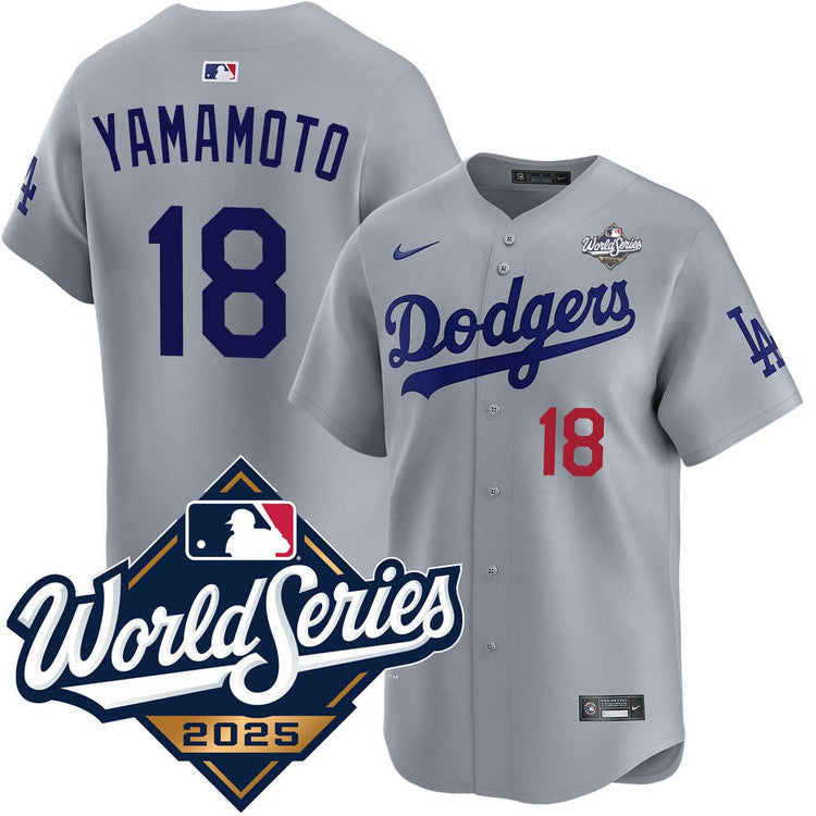 Yoshinobu Yamamoto Los Angeles Dodgers Alternate Road Limited 2025 World Series Jersey - Gray