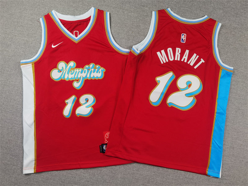 Youth Ja Morant Memphis Grizzlies #12 City Edition Embroidered Jersey