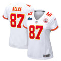 Travis Kelce Kansas City Chiefs Women's Super Bowl LVII Patch Away Game Jersey - White