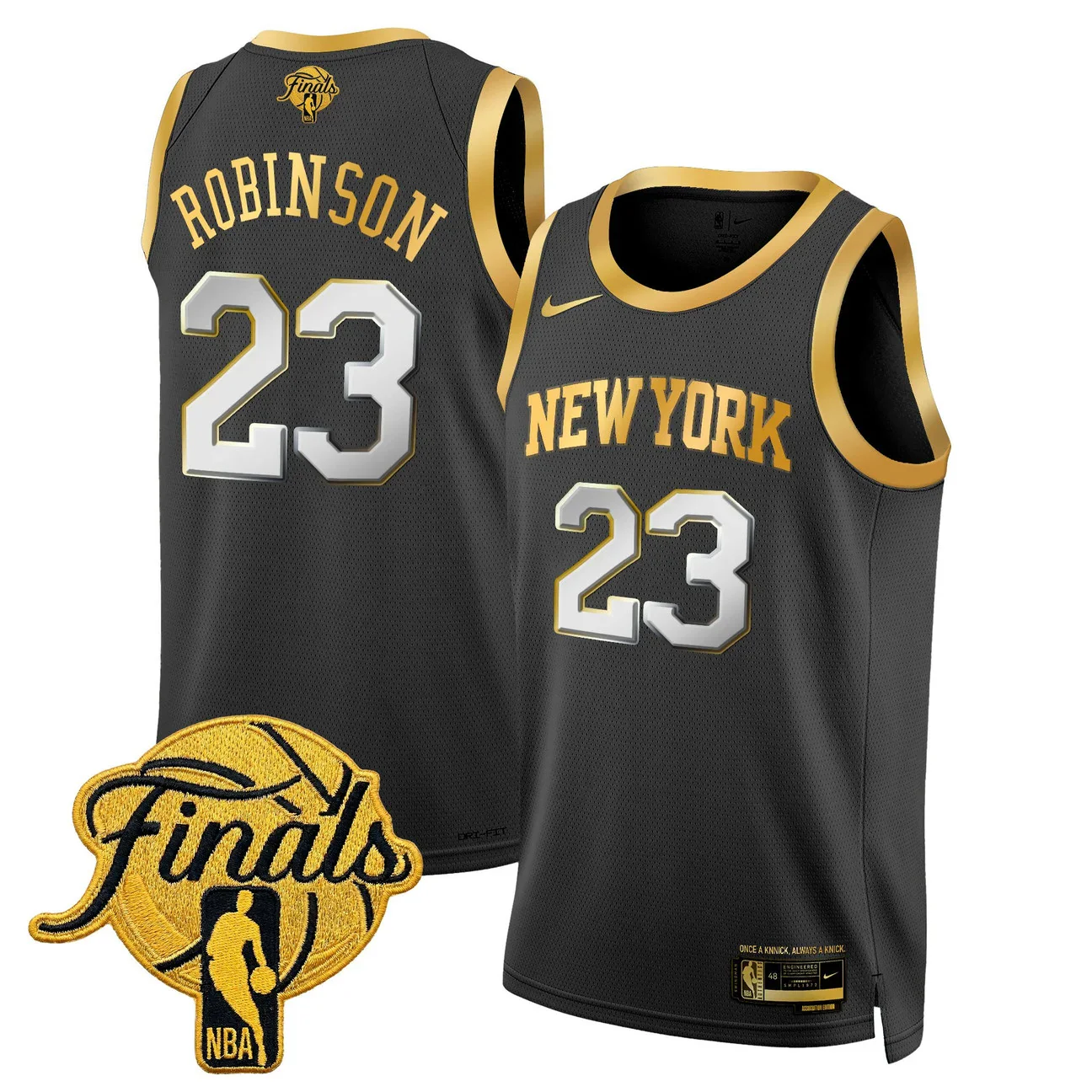 Mitchell Robinson #23 New York Knicks 2026 Finals Swingman Black Gold Jersey - All Stitched