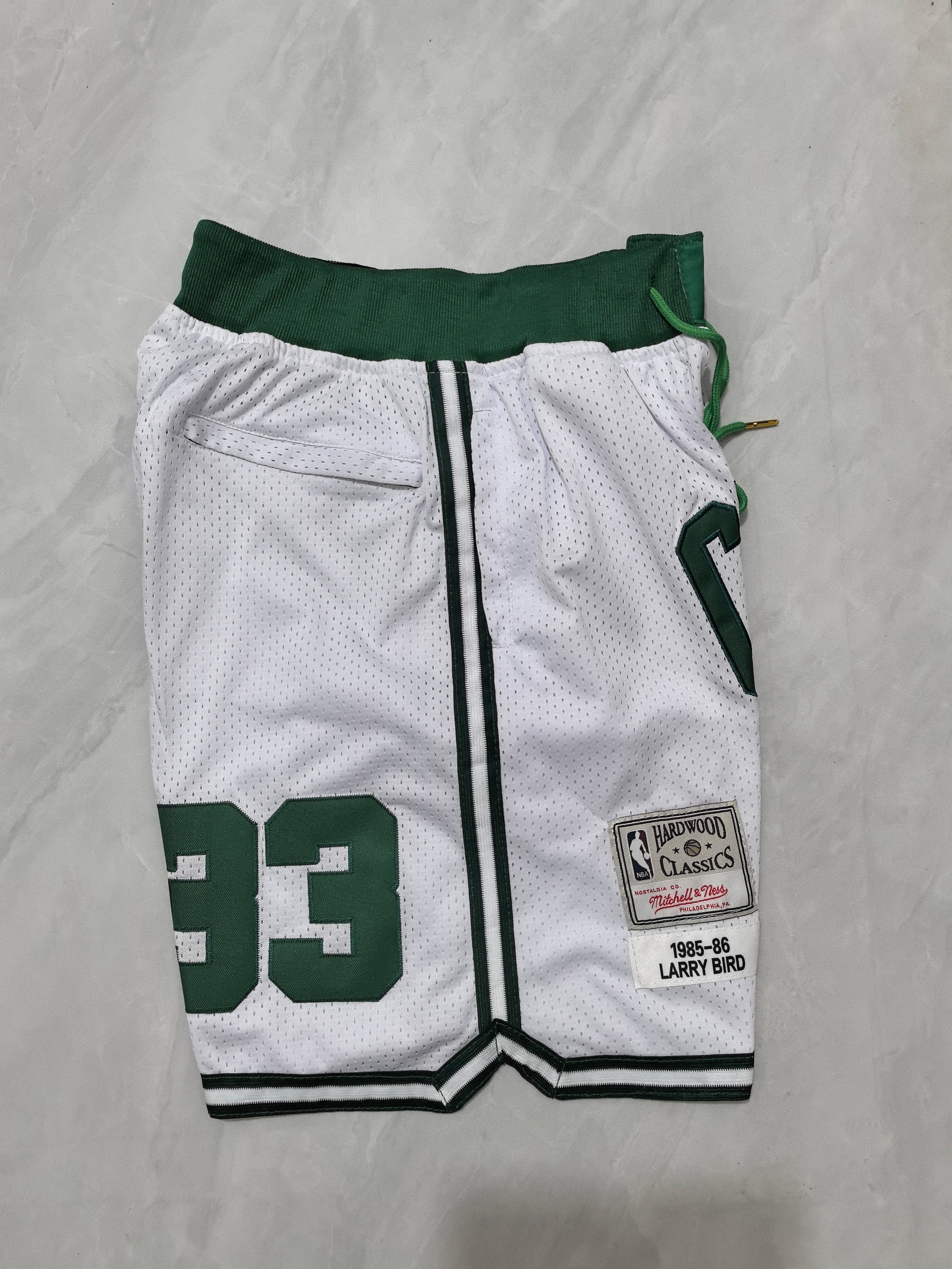 Boston Celtics White Retro Pocket Shorts
