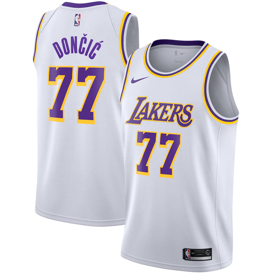 Los Angeles Lakers Association Edition Swingman Jersey - White - Luka Don膷i膰