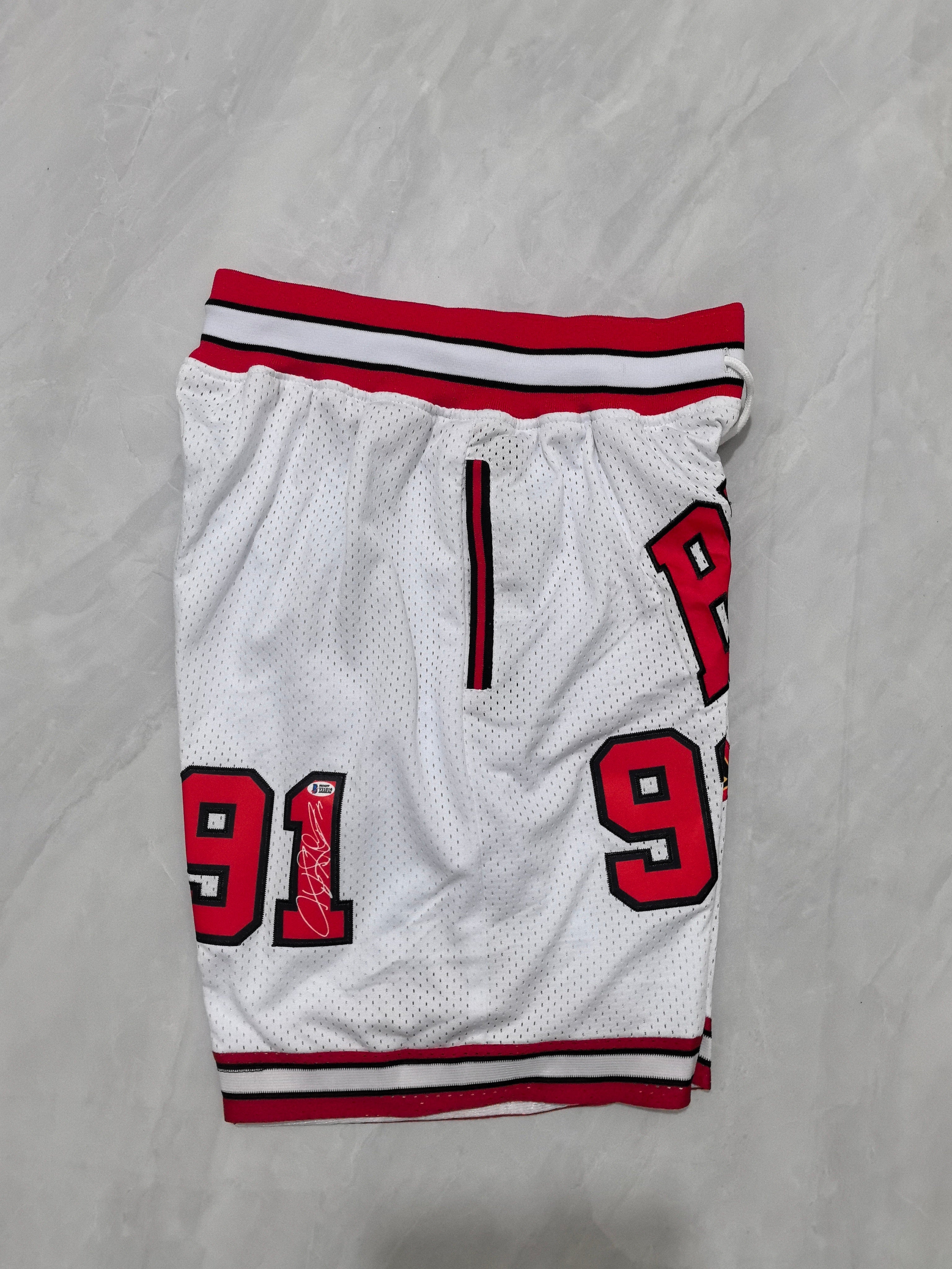 Chicago Bulls White Retro Pocket Basketball Shorts #91